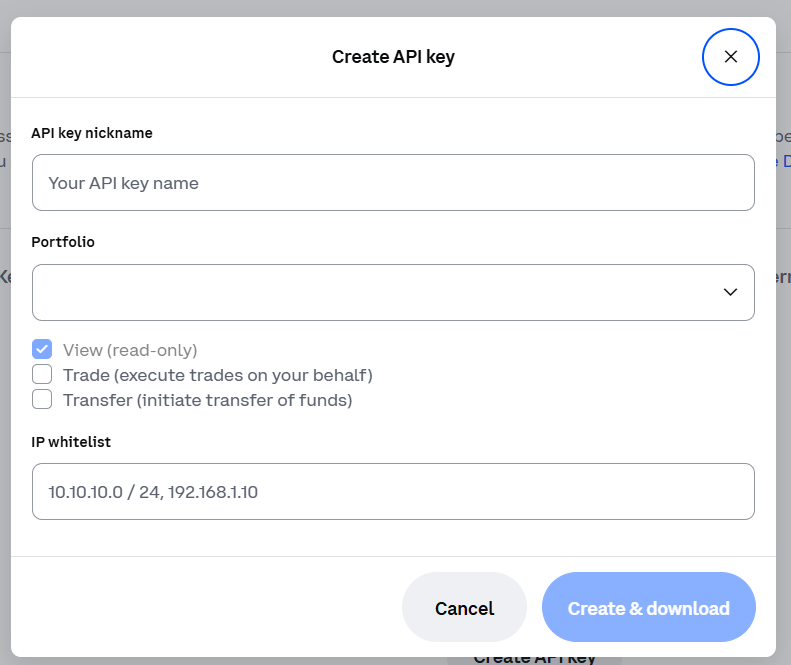 Coinbase (Advanced Trade) API Setup