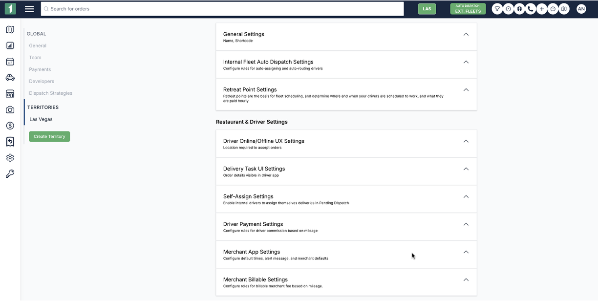 Default Merchant Creation Settings
