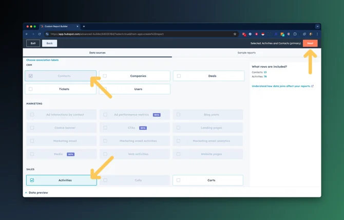 How to create reports on activities