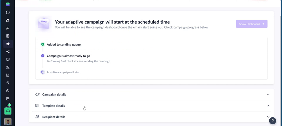 How to configure Adapative Campaign for Warmup