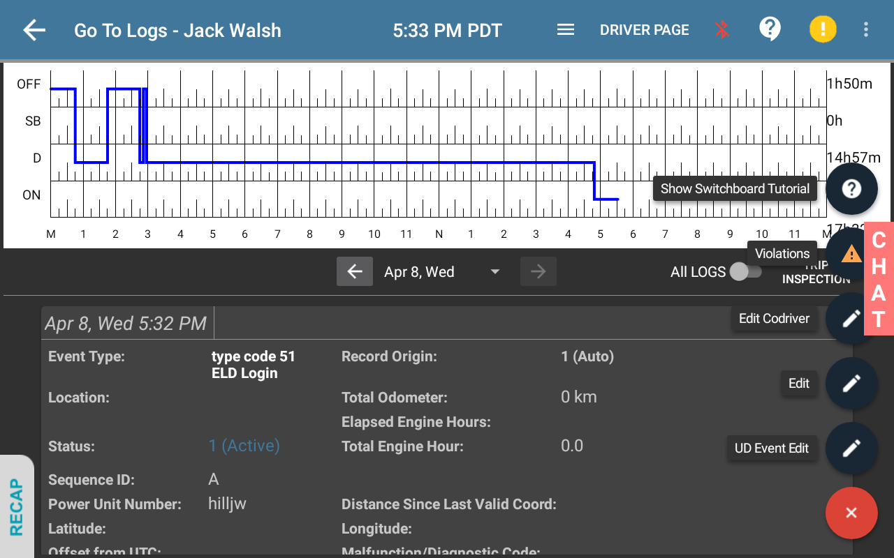 Viewing your HOS Violations