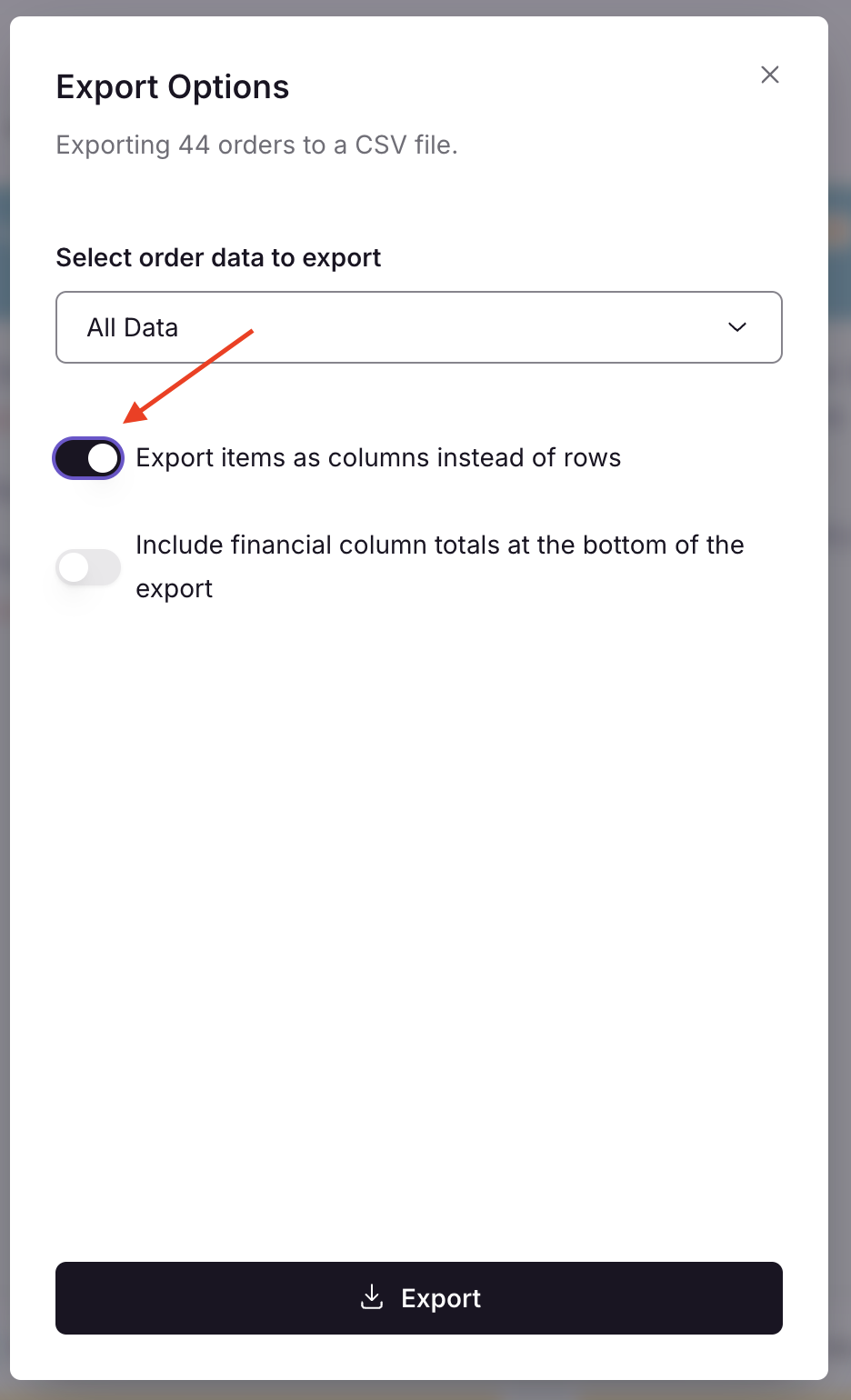 How to download a report of sales per item