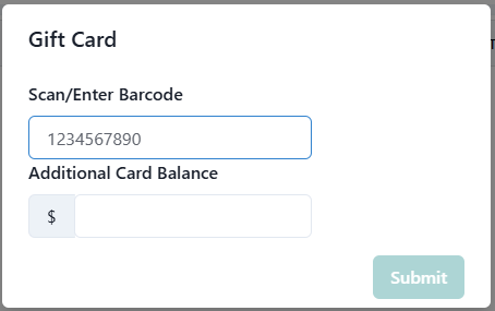 Creating/Loading Gift Cards