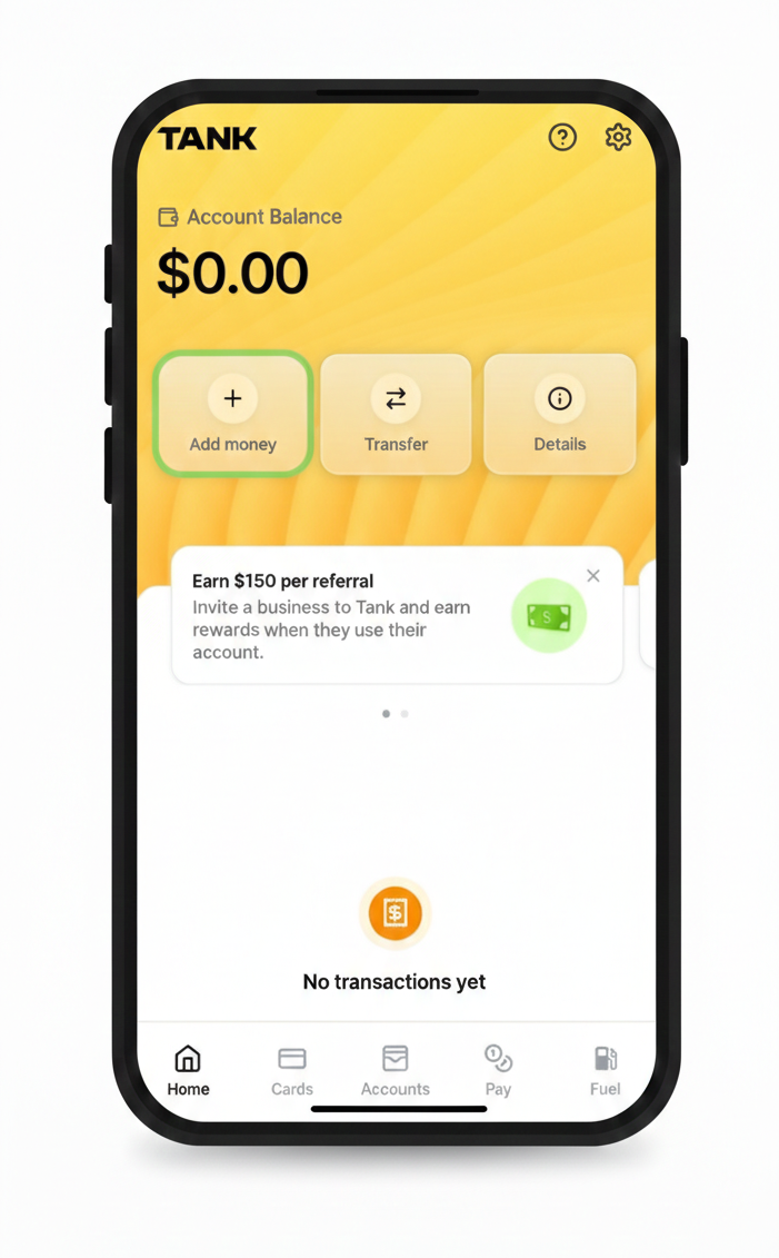 Adding Money to Your Tank Account