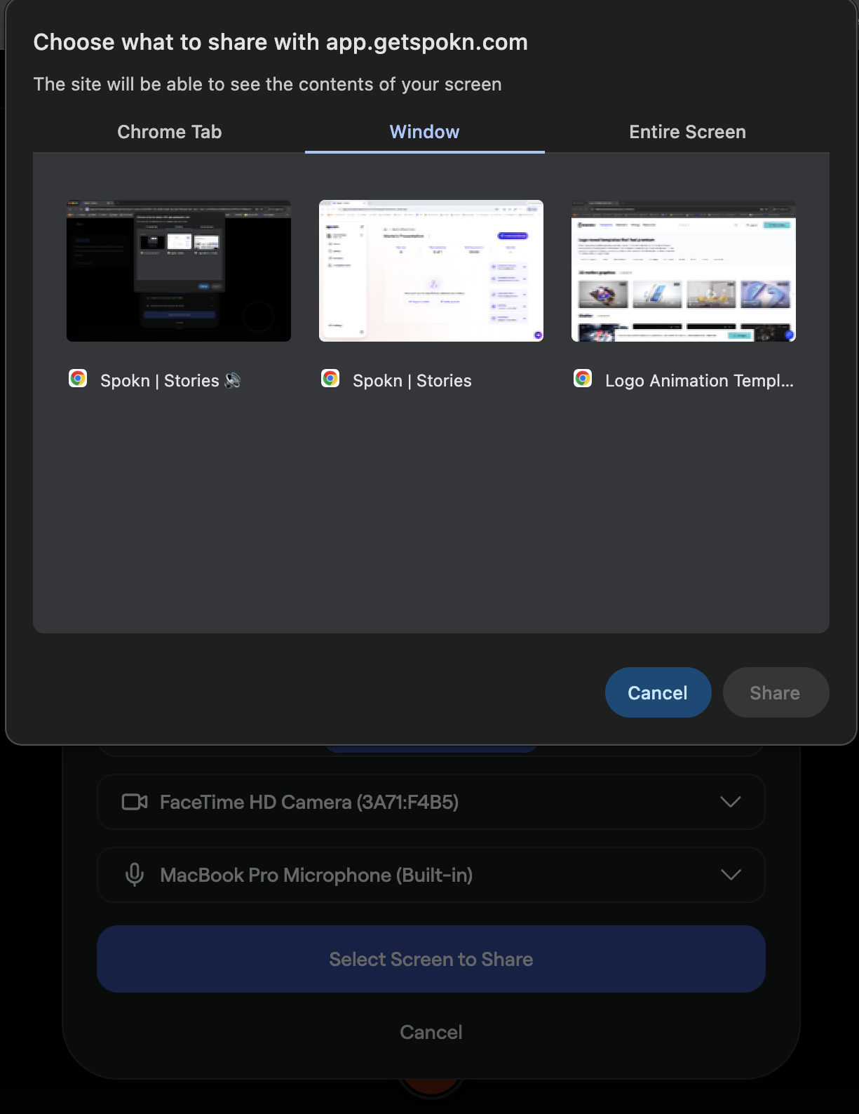 Recording a Landscape or Screen-sharing Video