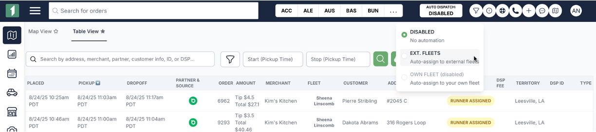 Enabling Auto-Dispatch