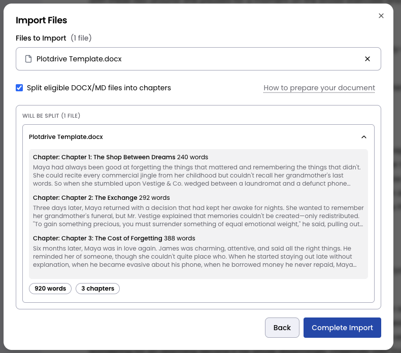 How to format your document for import
