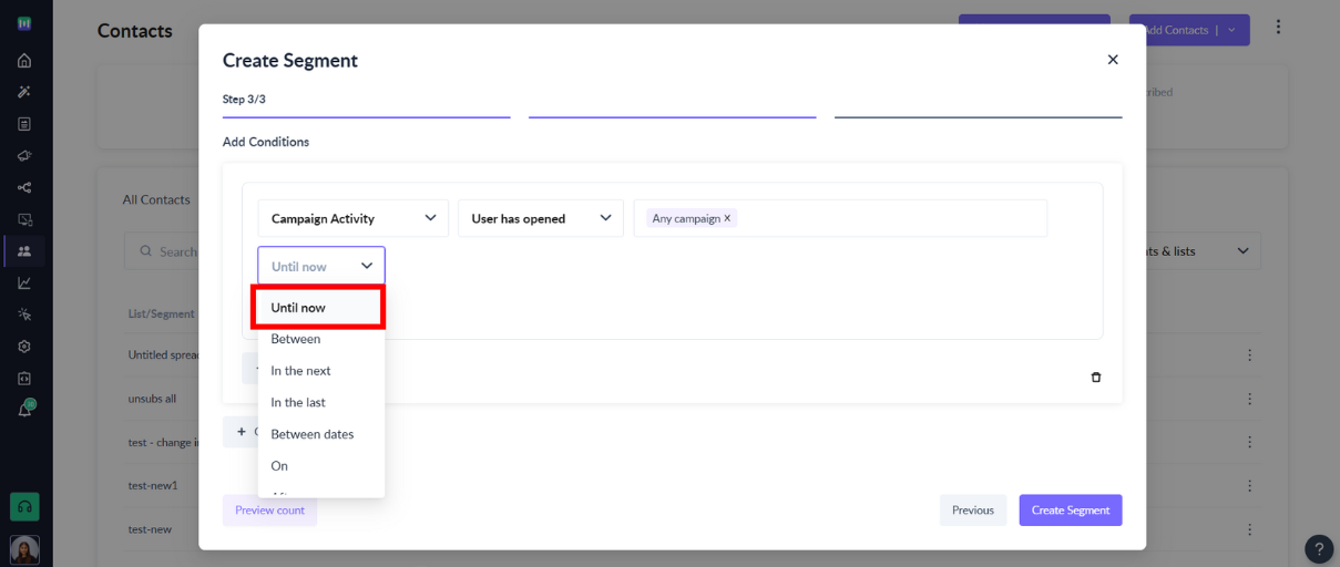 How to segment contacts based on 'Campaign Activity'