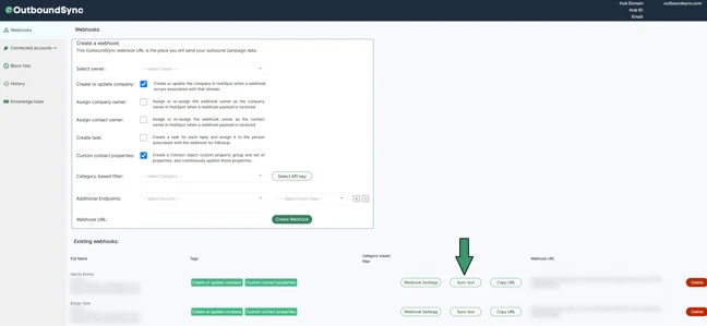 Sending test webhook payloads