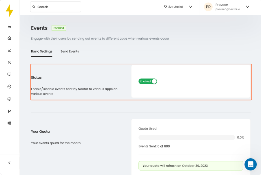 How to send data from Nector to Mailmodo