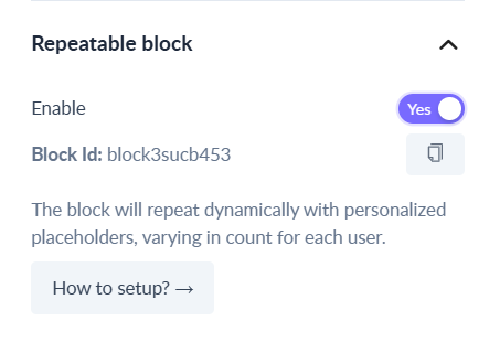 Use dynamic (repeatable) block in a template to personalise content