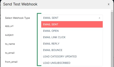 Sending test webhook payloads