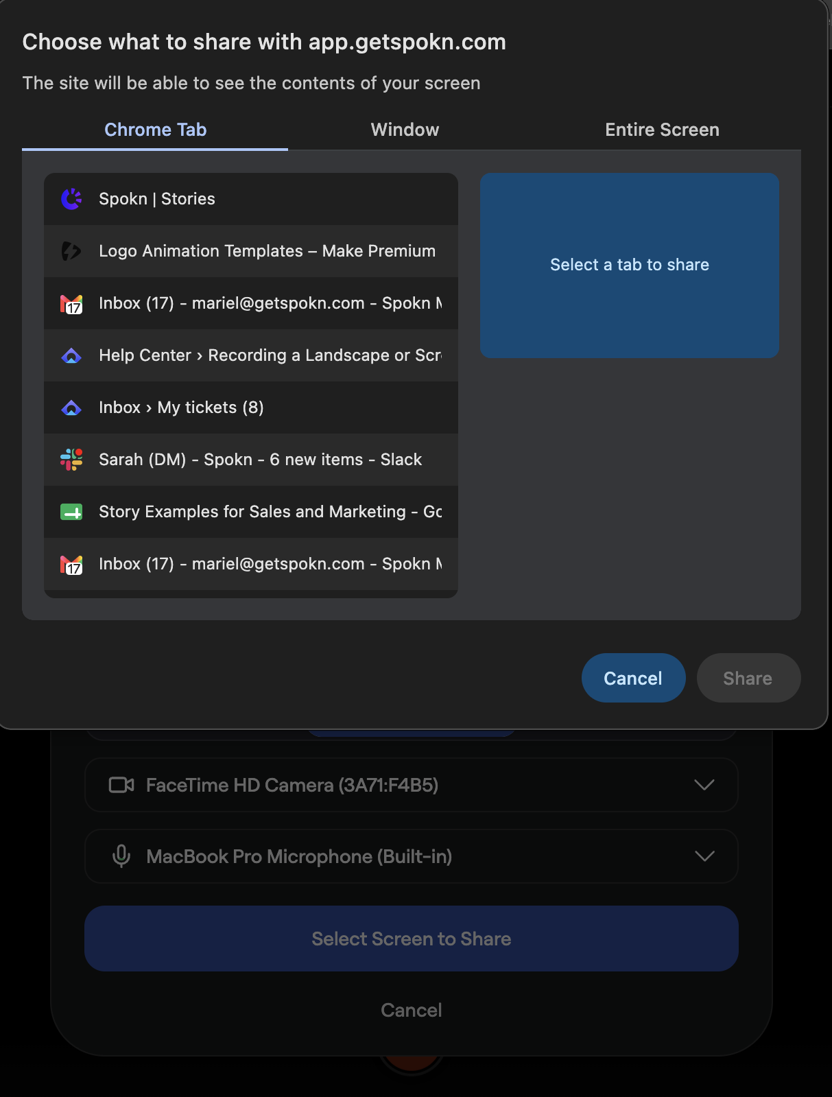 Recording a Landscape or Screen-sharing Video