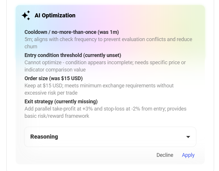 Using the 'AI Optimizer' feature